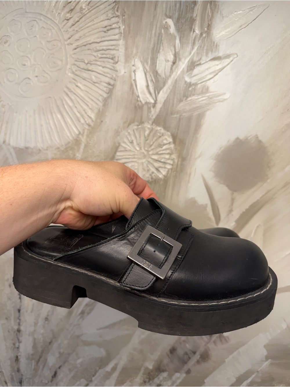 GCDS x Clarks Black Leather Mule Slip On Clog Size 4 UK (Womens 6-6.5 US)